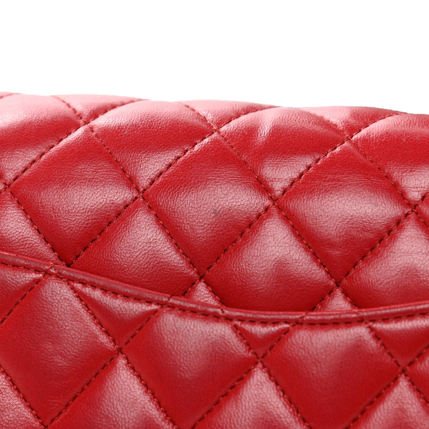 Lambskin Quilted Medium Double Flap Red