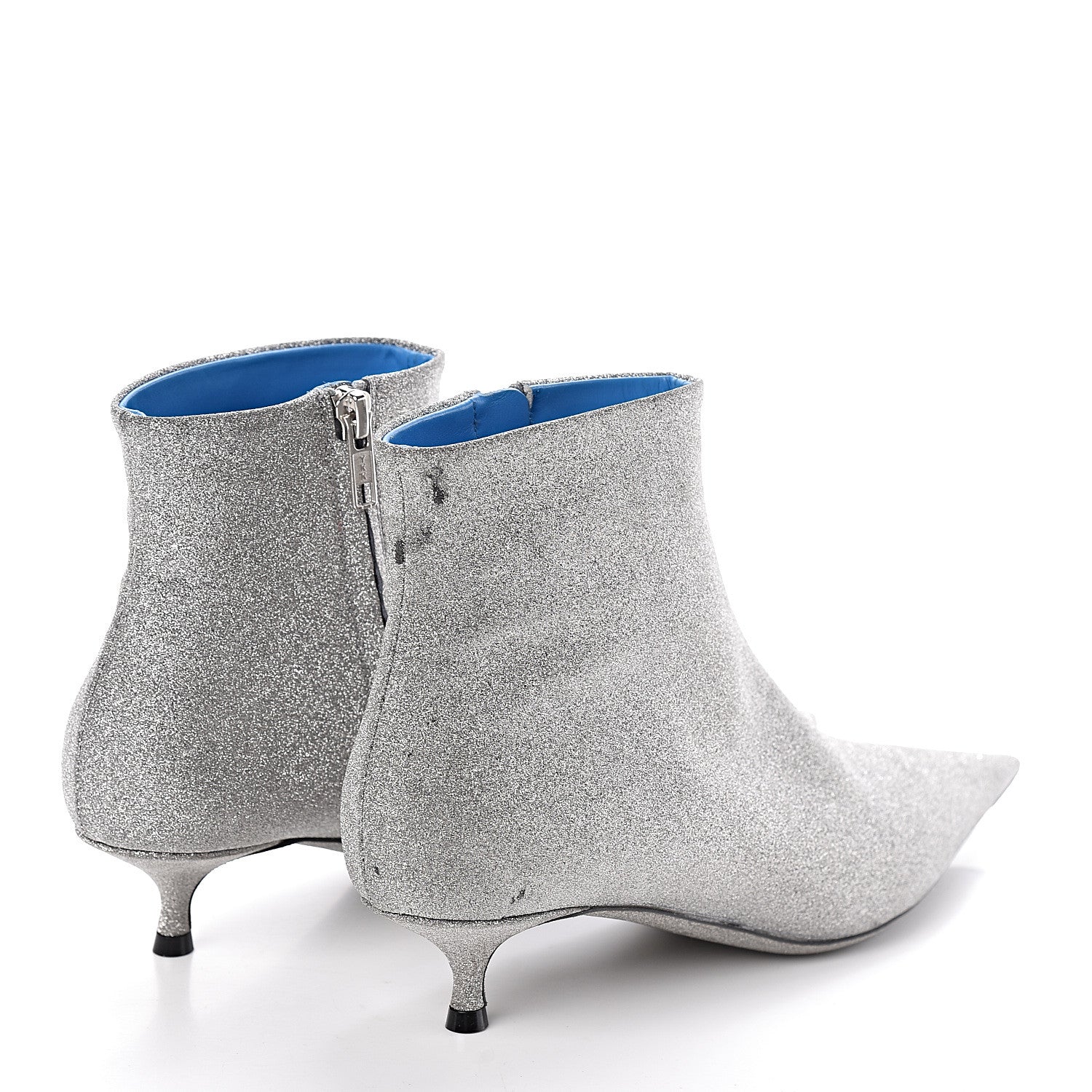 Balenciaga Calfskin Glitter Short 40mm Extreme Pointed Toe Knife Booties 36 silver 4 of 9