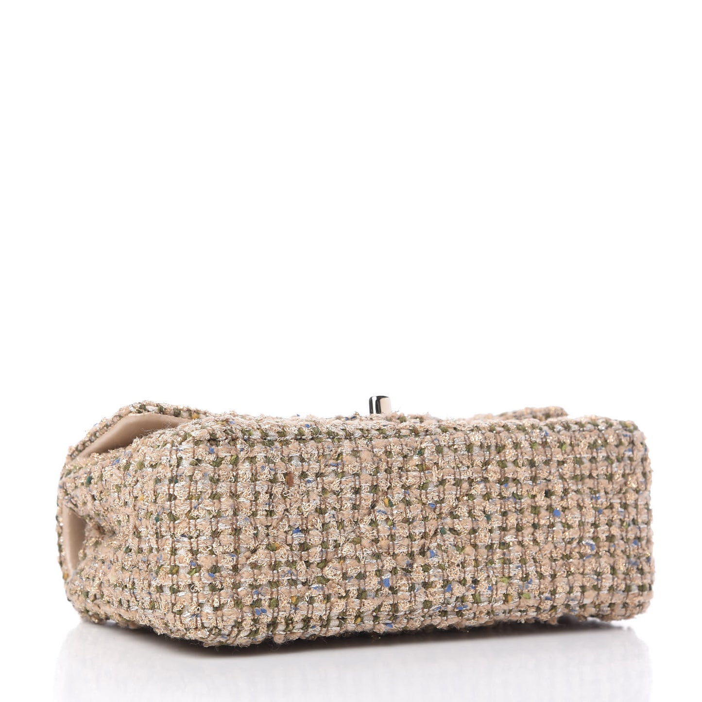 Tweed Quilted Mini Rectangular Flap Beige