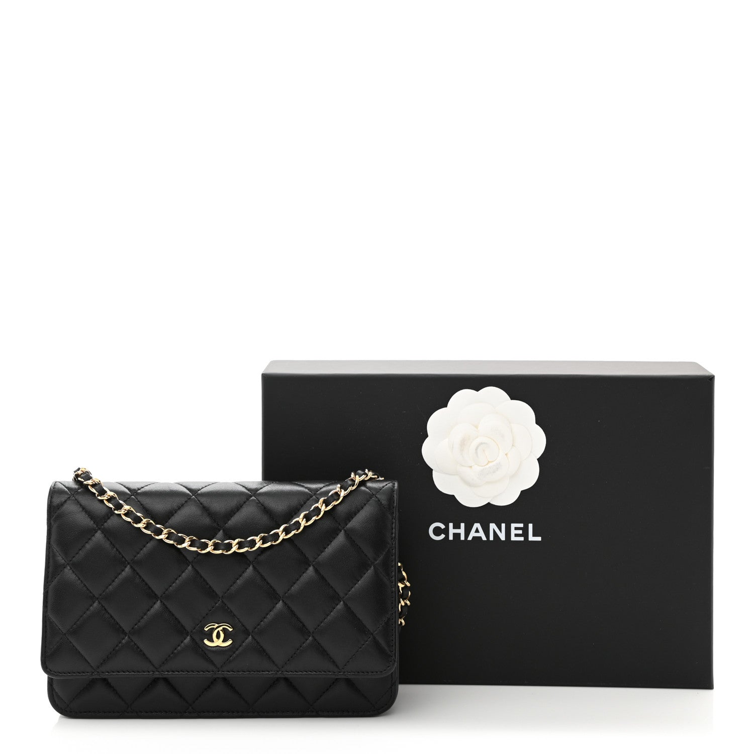 Chanel Lambskin Quilted Wallet On Chain WOC Black 14 of 14