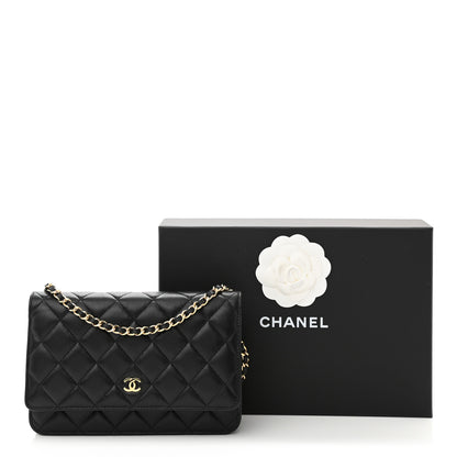 Chanel Lambskin Quilted Wallet On Chain WOC Black 14 of 14
