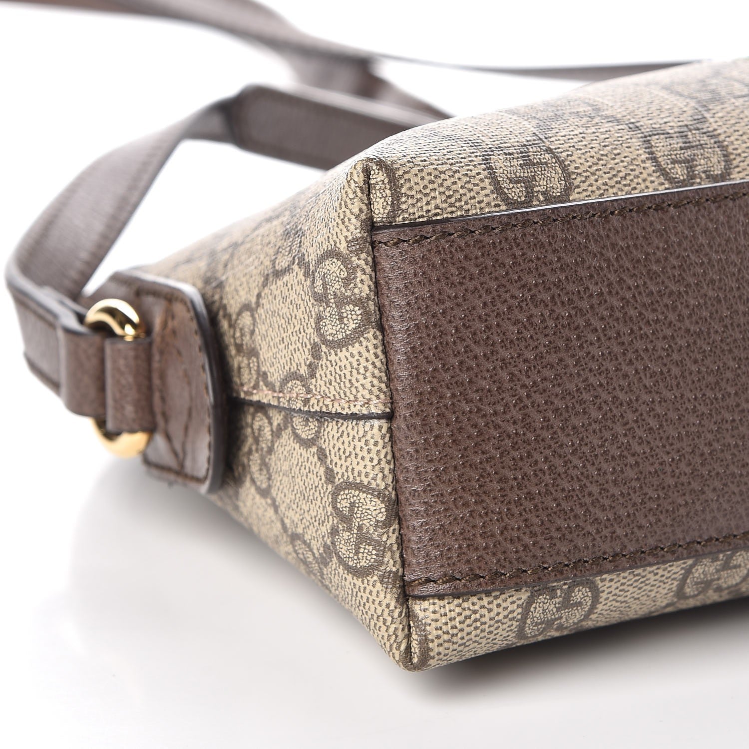 Gucci GG Supreme Monogram Textured Dollar Calfskin Web Small Ophidia Dome Shoulder Bag Beige Ebony New Acero 6 of 8