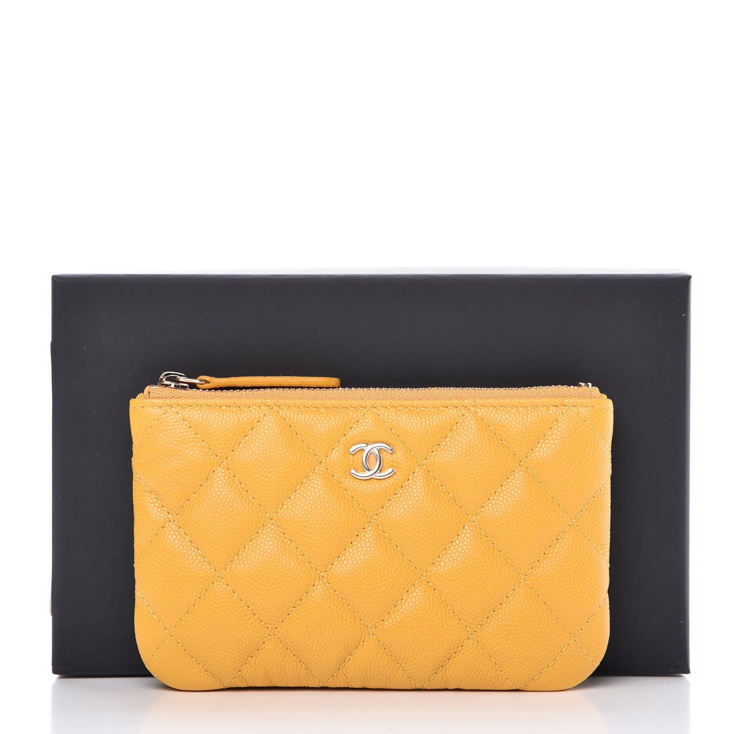 Caviar Quilted Small Cosmetic Case Yellow