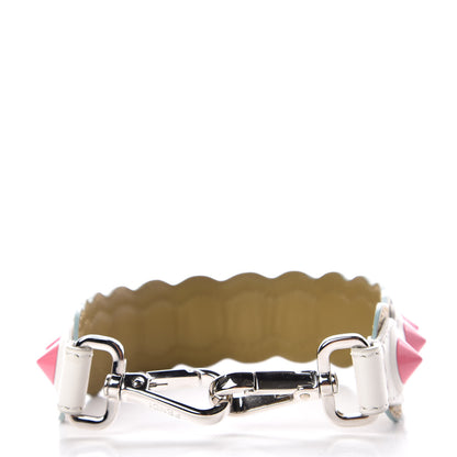 Fendi Vitello Dolce Scalloped Spike Studded Mini Strap You White Camaleonte Coral Pink 4 of 4