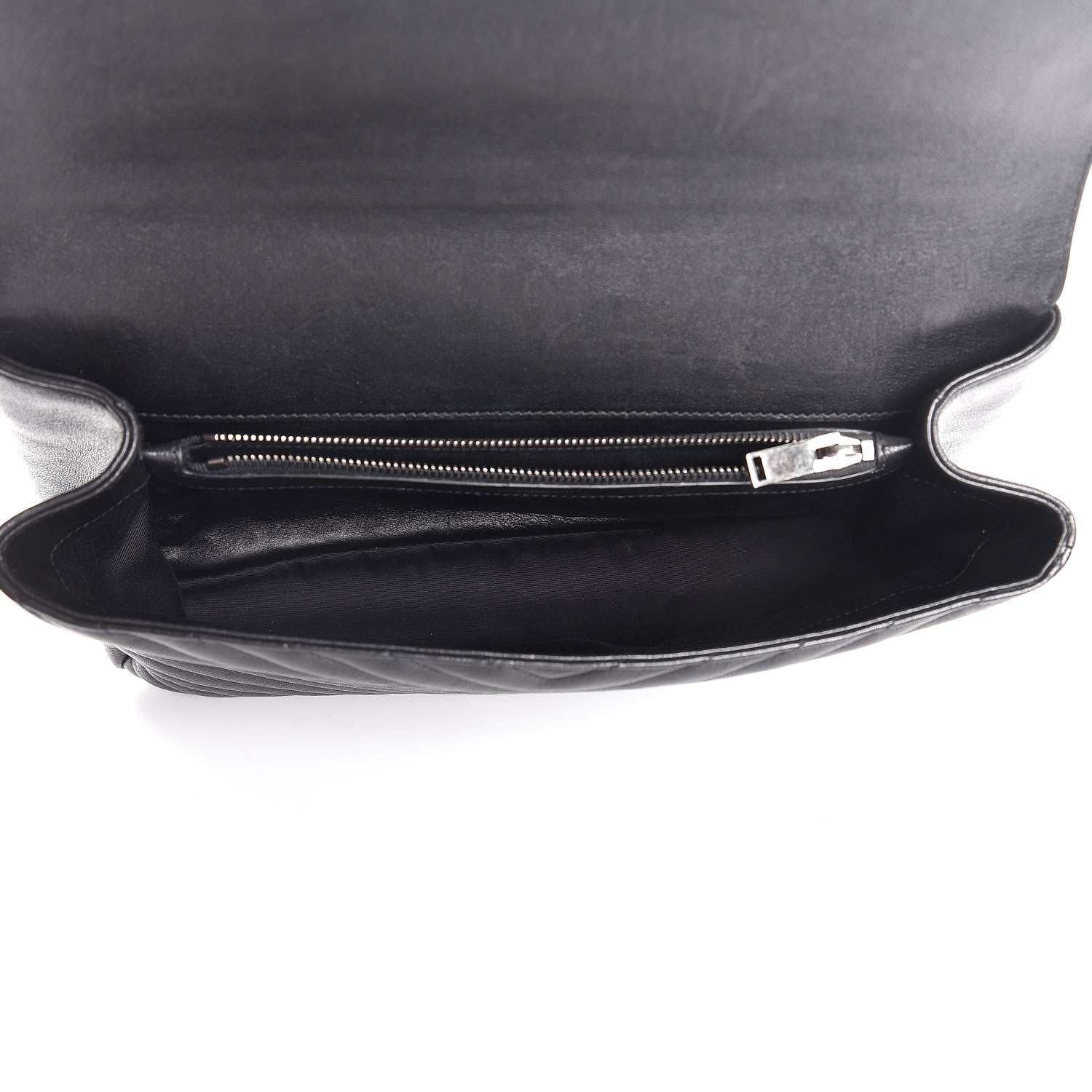 Saint Laurent Sheepskin Matelasse Chevron Monogram Large College Satchel Black 6 of 9