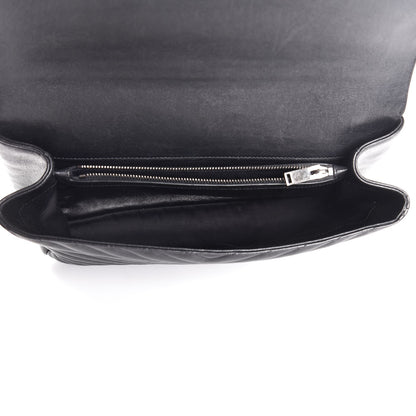 Saint Laurent Sheepskin Matelasse Chevron Monogram Large College Satchel Black 6 of 9