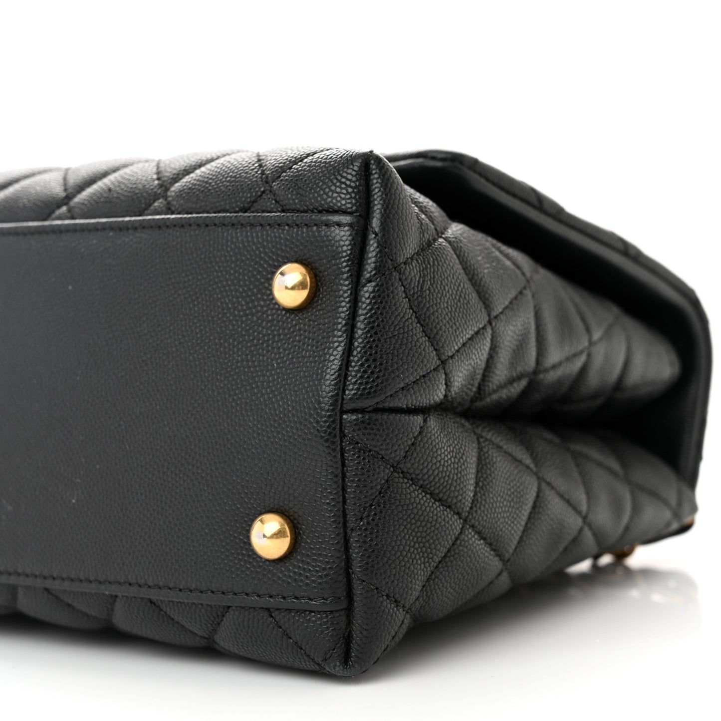 Caviar Quilted Small Coco Handle Flap Black
