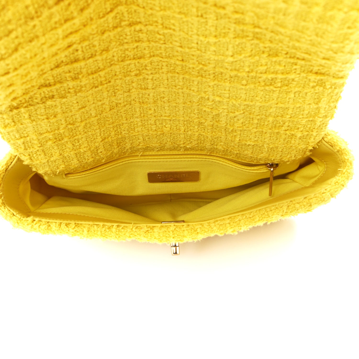 Chanel Tweed Quilted Medium Chanel 19 Flap Yellow 5 of 11