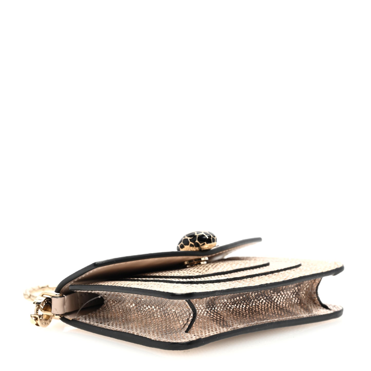 Metallic Calfskin Serpenti Forever Miniature Bag Charm Light Gold Sea Salt Coral
