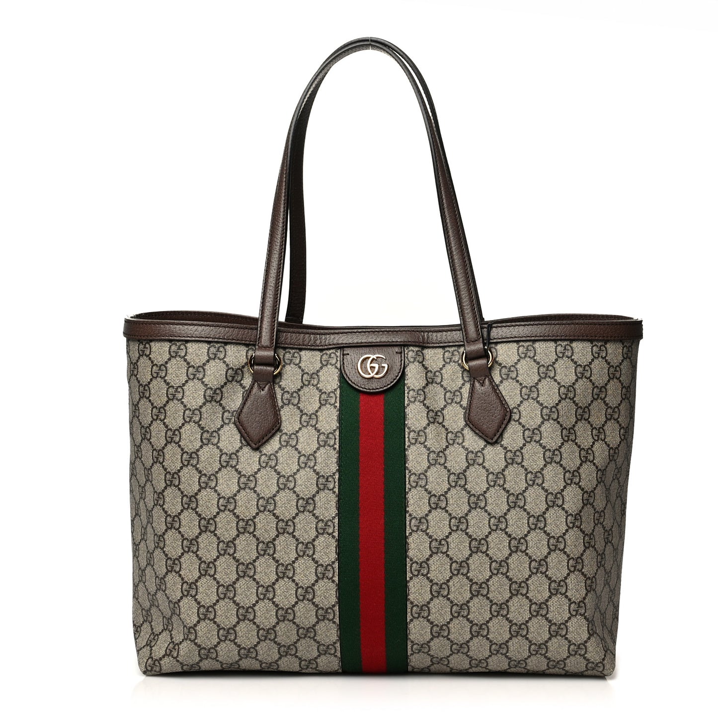 GG Supreme Monogram Medium Ophidia Shopping Tote Brown