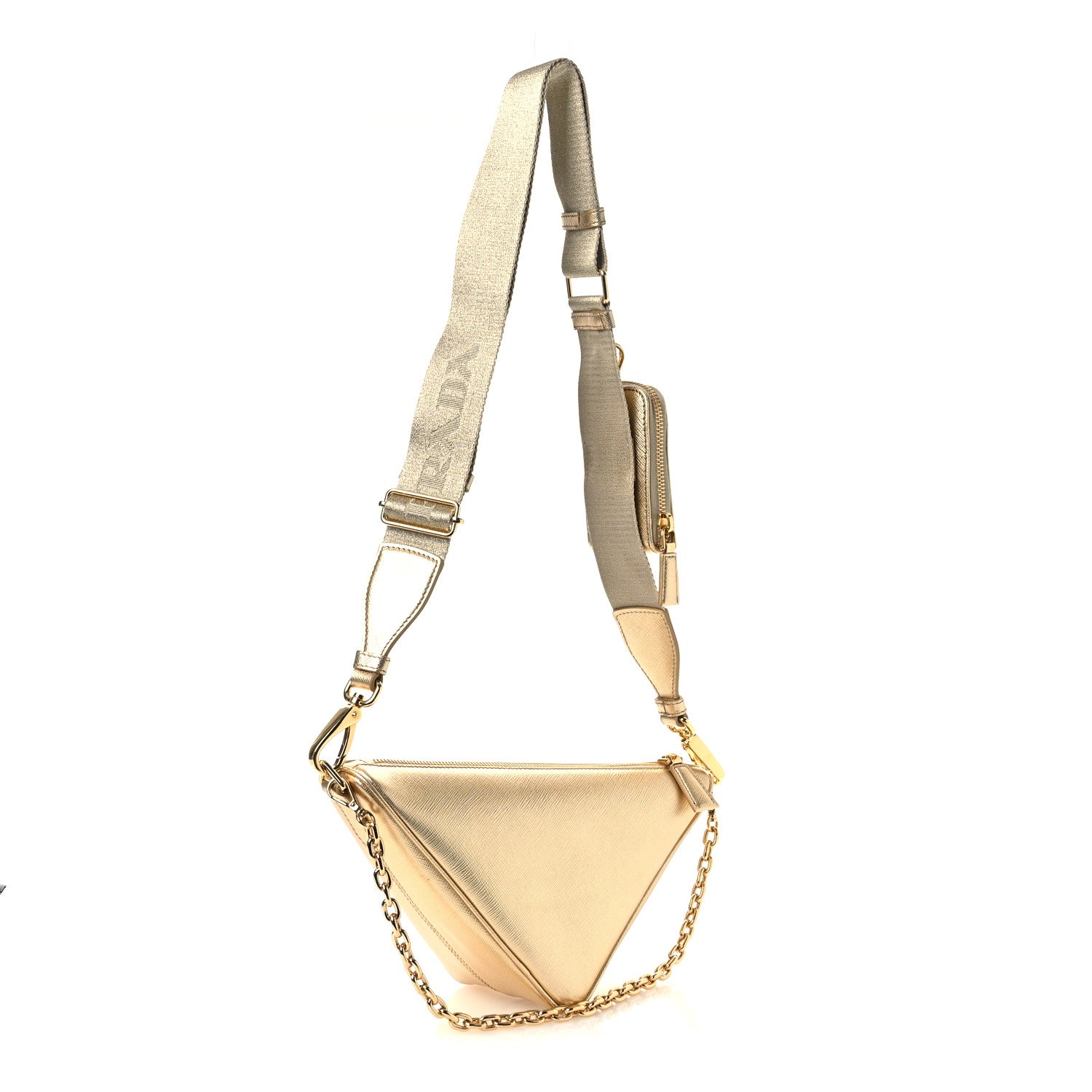 Prada Saffiano Lux Triangle Shoulder Bag Platino 3 of 10