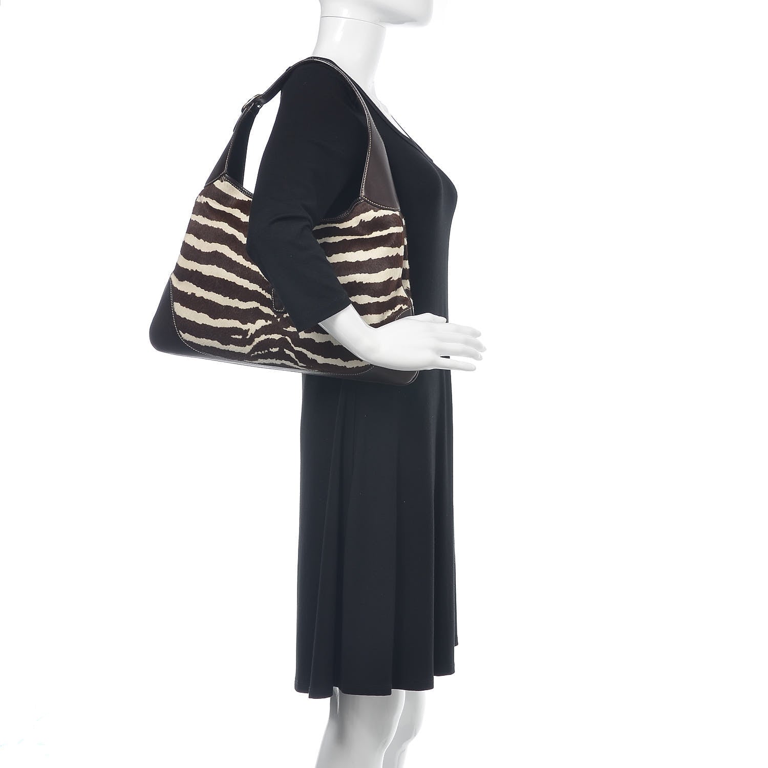 Gucci Calf Hair Zebra Print Medium Jackie O Bouvier Hobo Brown 2 of 13