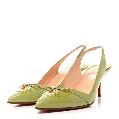 Christian Louboutin Patent Slingback Pumps 39.5 Green 3 of 13