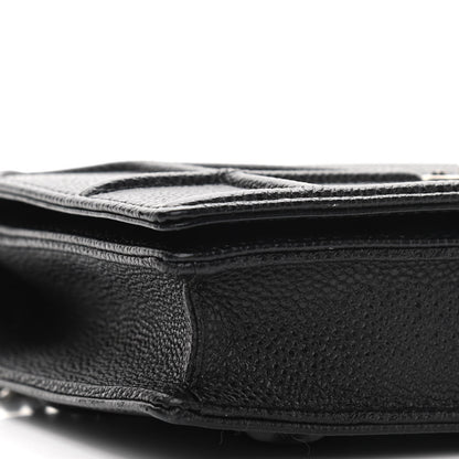 Christian Dior Grained Calfskin Diorama Wallet on Chain Pouch Black 8 of 13