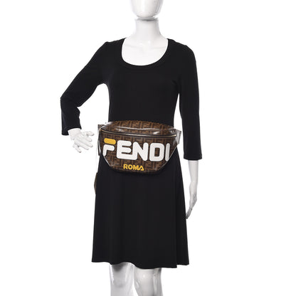 Fendi X FILA Glazed Fabric Vitello Century FF 1974 Mania Belt Bag Mogano Panna White 2 of 13