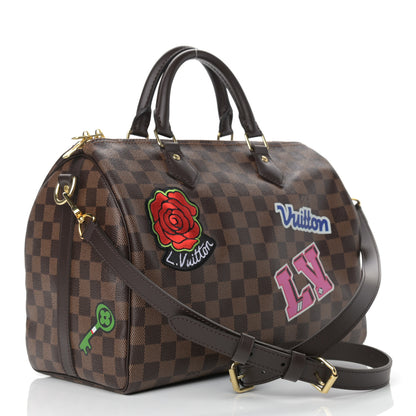 Louis Vuitton Damier Ebene Patches Speedy Bandouliere 30 3 of 8
