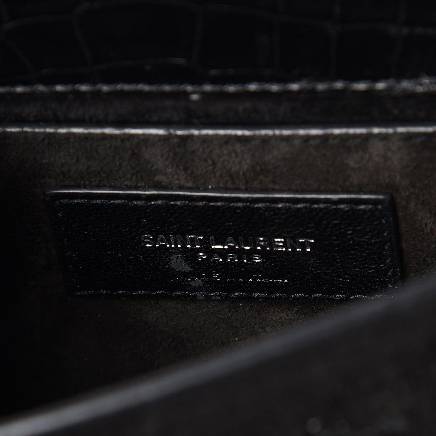 Calfskin Crocodile Embossed Medium Monogram Sunset Black