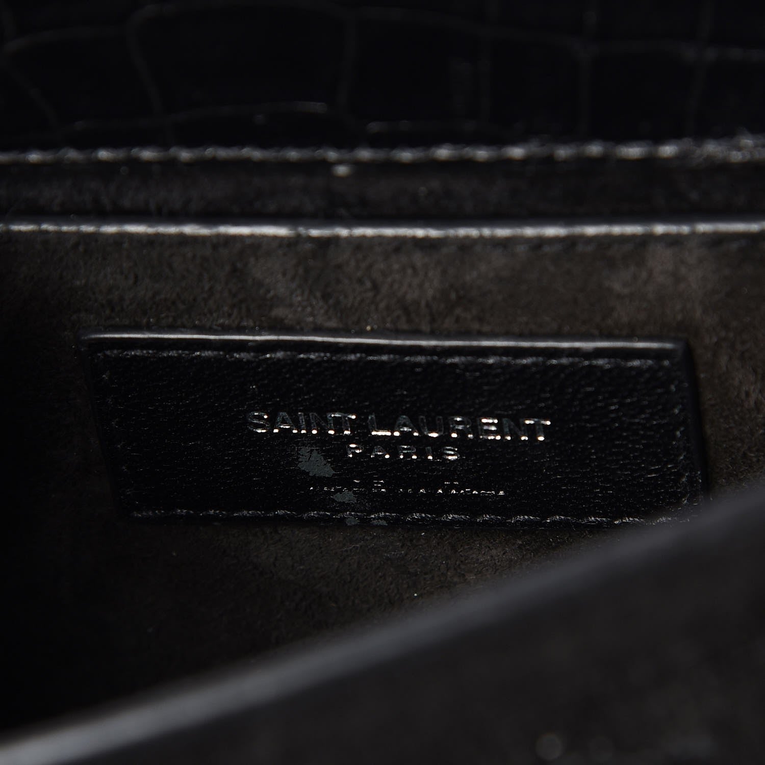 Saint Laurent Calfskin Crocodile Embossed Medium Monogram Sunset Black 6 of 10