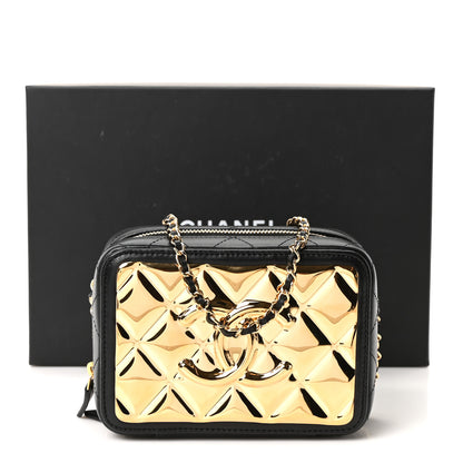 Chanel Lambskin Quilted Golden Plate Clutch With Chain Black 11 of 11