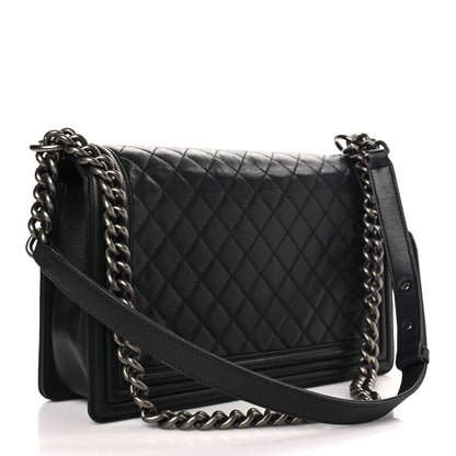 Chanel Metallic Calfskin Quilted New Medium Boy Flap Black 3 of 9