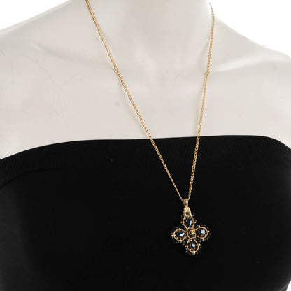 Chanel Crystal Bead CC Pendant Necklace Black Gold 2 of 4