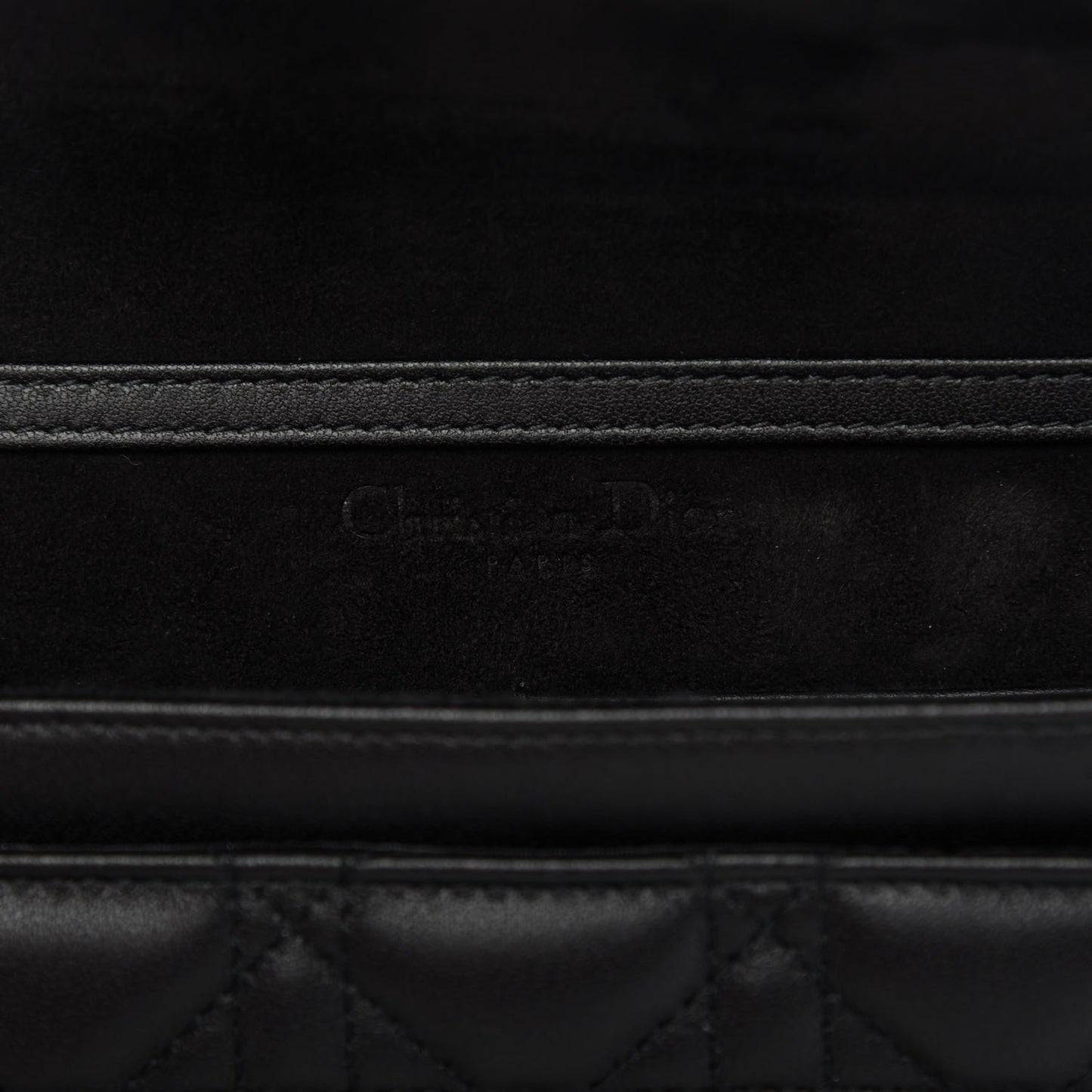 Lambskin Cannage Dioraddict Wallet on Chain Clutch Black