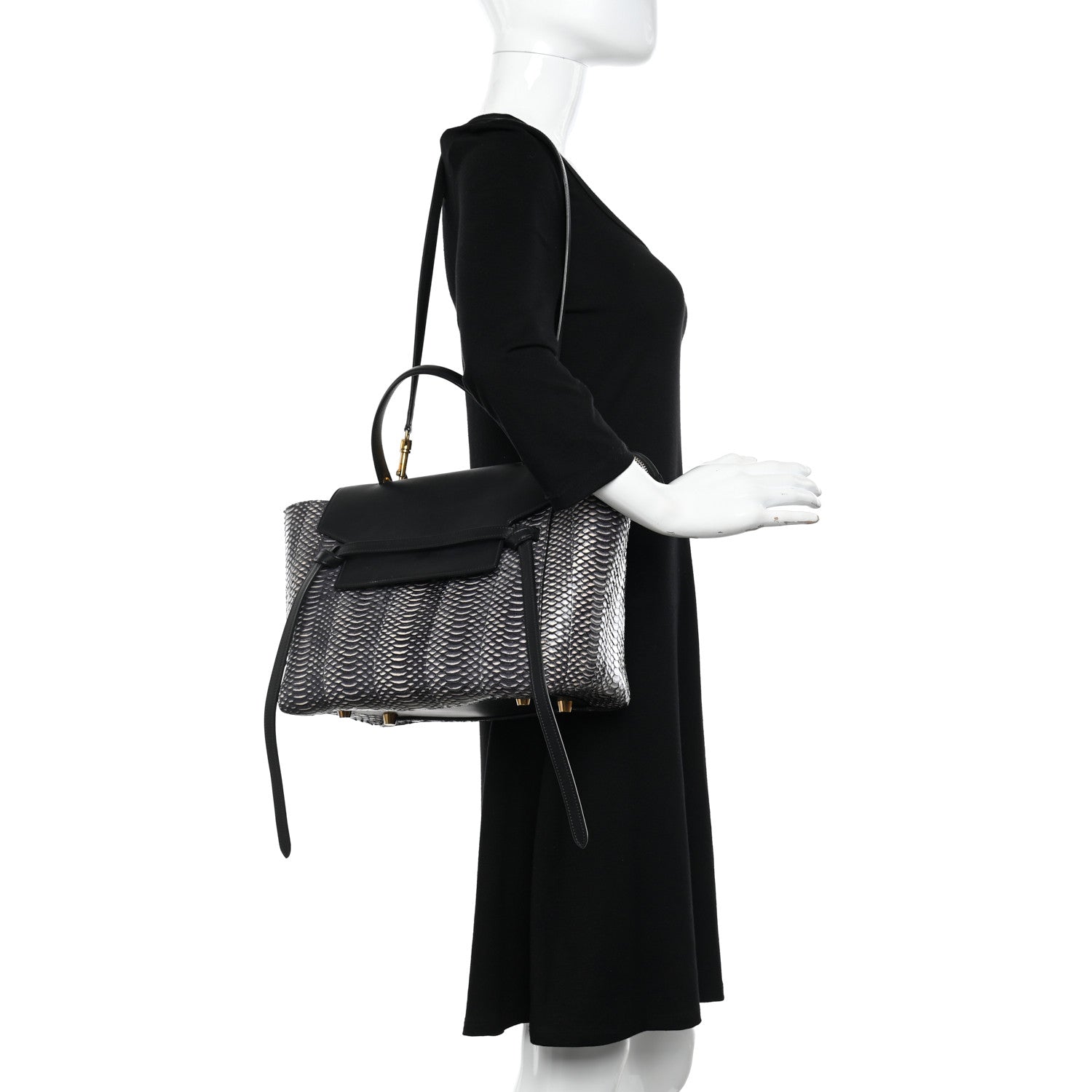 Celine Watersnake Mini Belt Bag White Black 2 of 11