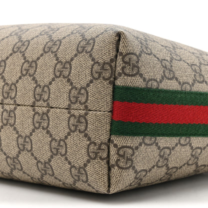 Gucci GG Supreme Monogram Textured Calfskin Web Super Mini Ophidia Shoulder Bag Beige Ebony New Acero 9 of 12