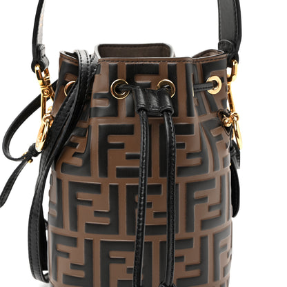 Fendi Vitello Liberty F is Fendi Bi-Color FF 1974 Embossed Mini Mon Tresor Bucket Bag Maya Black 8 of 11