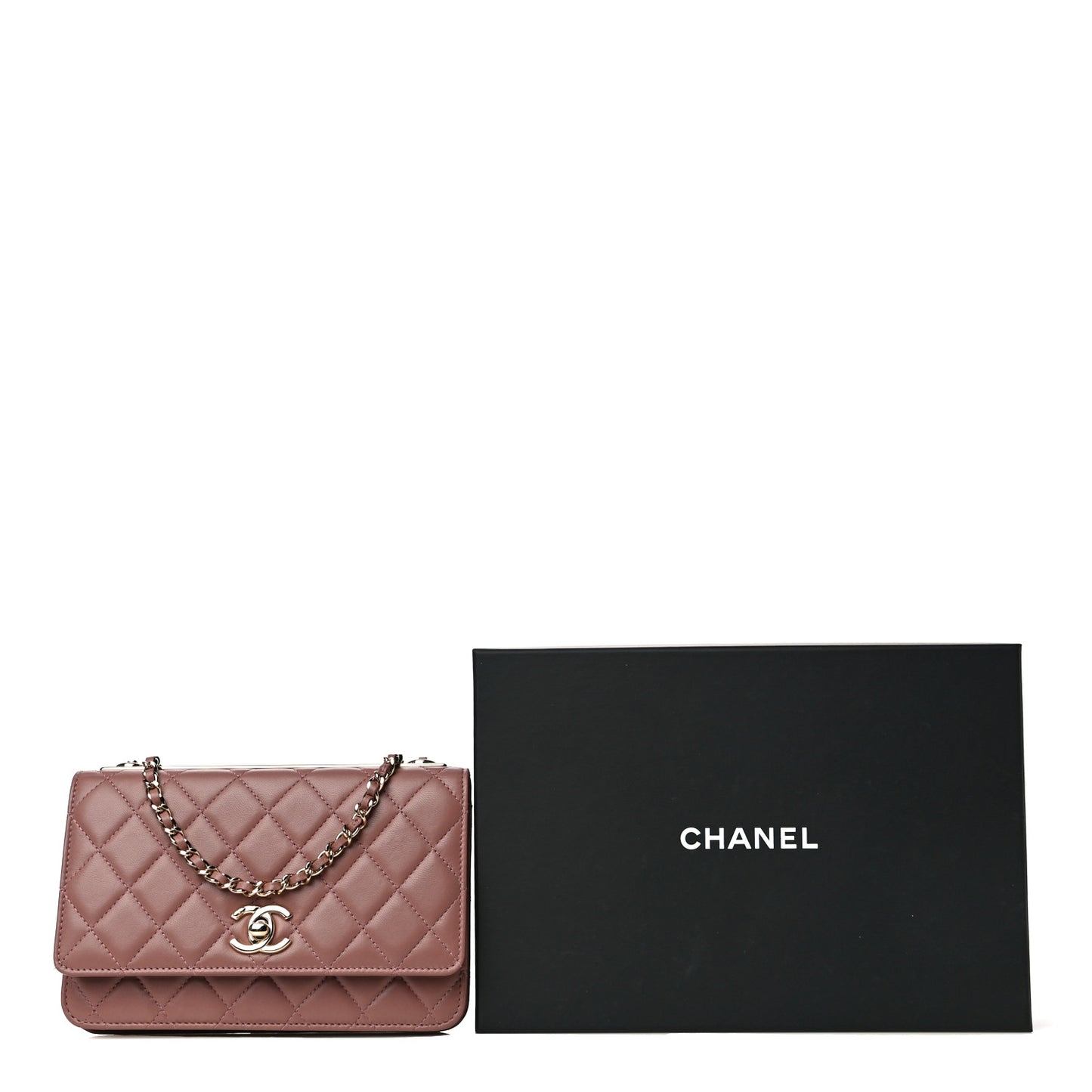 Lambskin Quilted Trendy CC Wallet On Chain WOC Nude