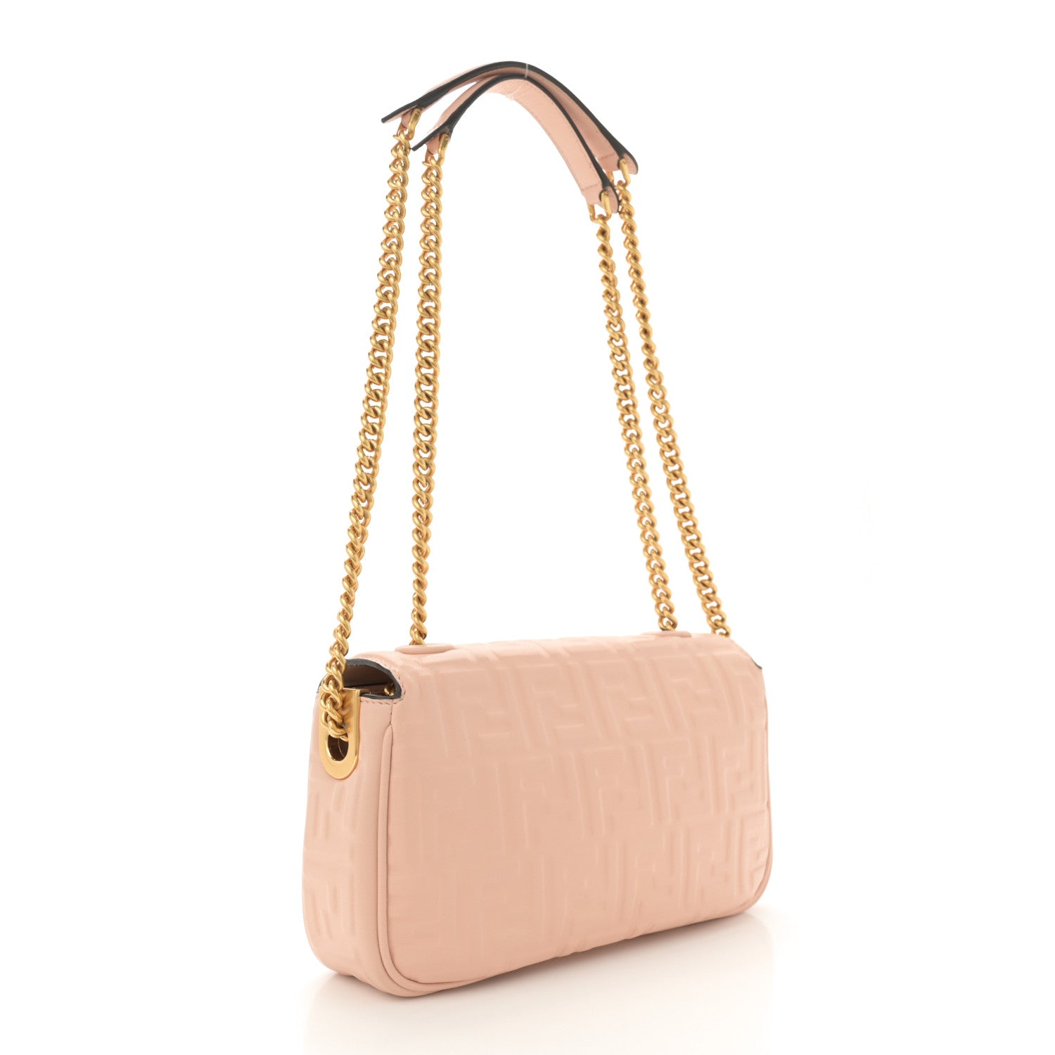 Fendi Nappa Small FF Embossed Midi Chain Baguette Light Rose 3 of 11
