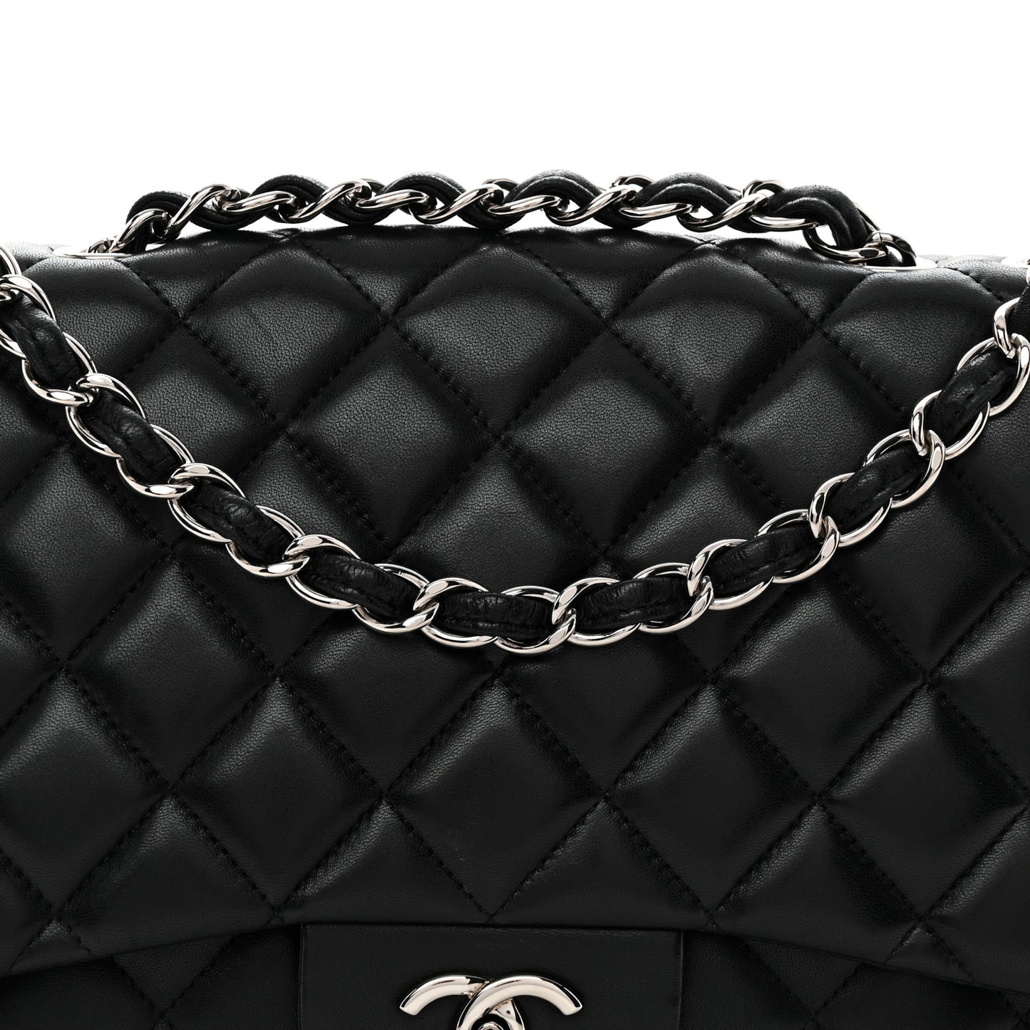 Lambskin Quilted Jumbo Single Flap Black