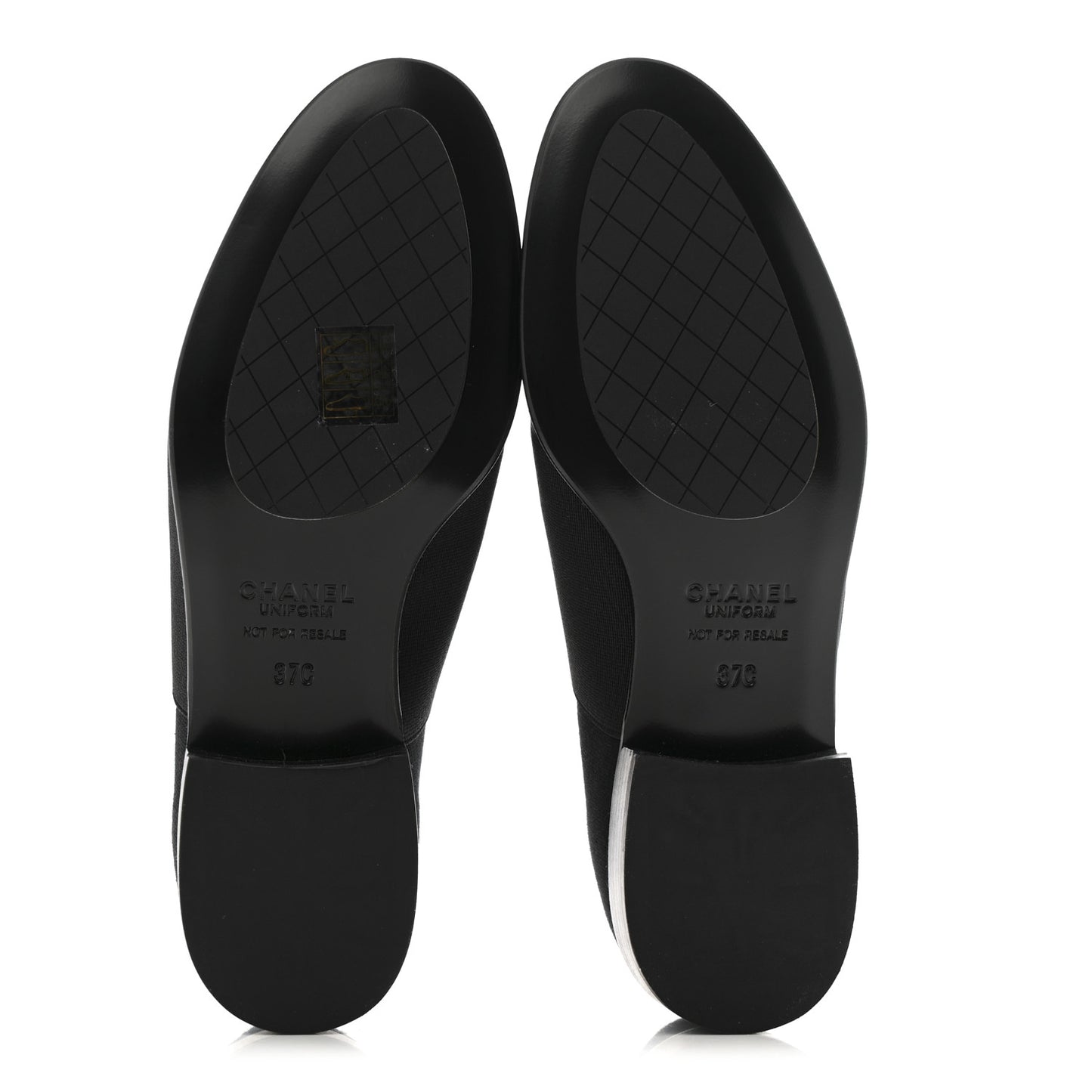 Calfskin Elastic Lace Up Cap Toe CC Loafers 37 Black