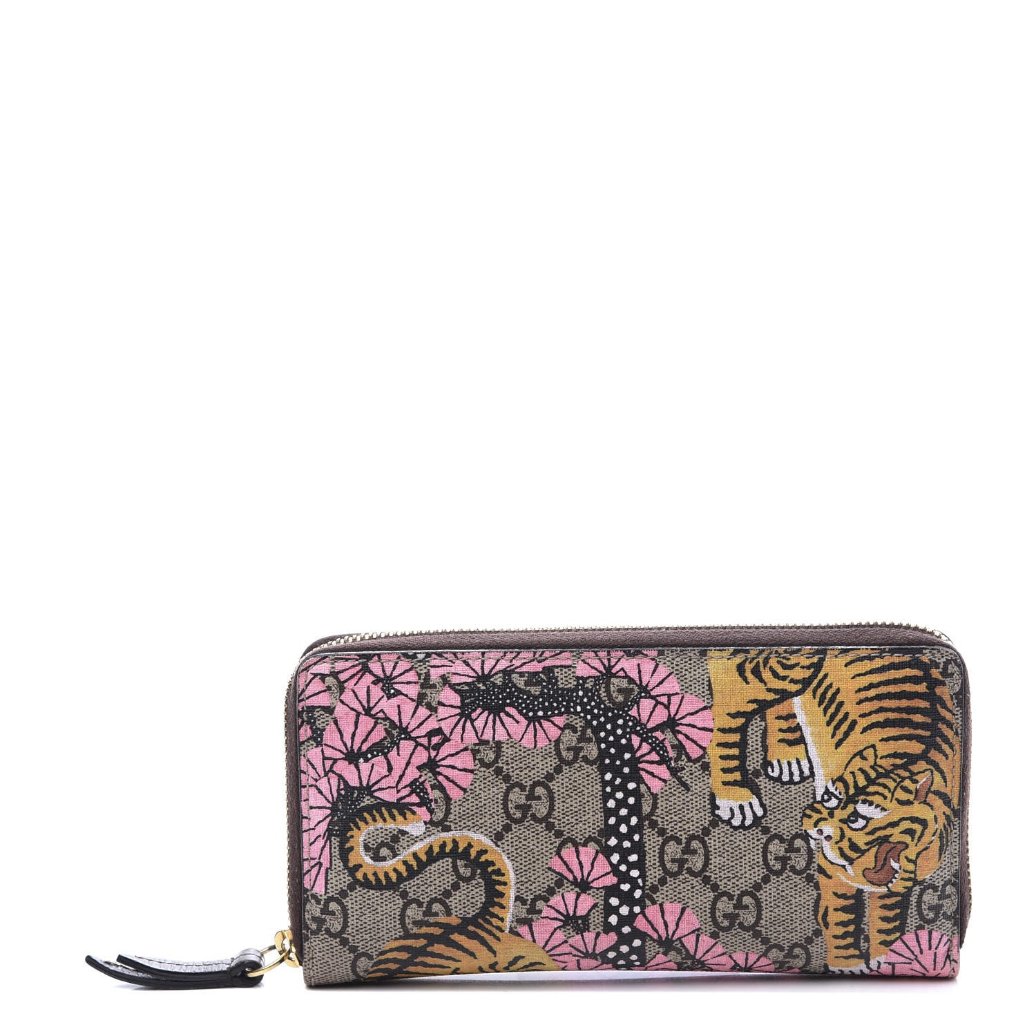 Gucci GG Supreme Monogram Bengal Zip Around Wallet Beige Pink 1 of 8