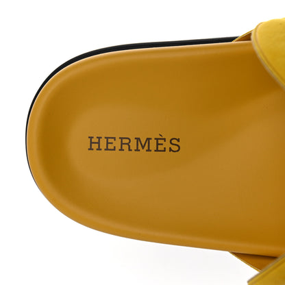 Hermes Suede Goatskin Extra Sandals 38 Jaune Sable 7 of 9