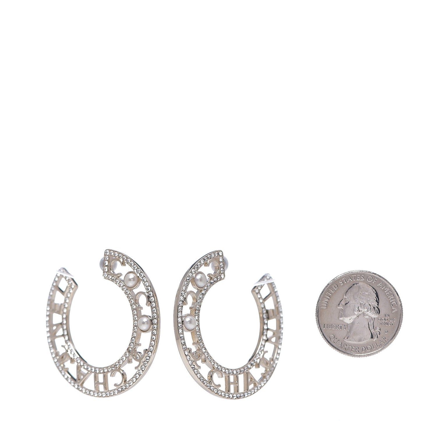 Crystal Pearl Bow-tiful CC Hoop Earrings Gold