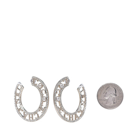 Chanel Crystal Pearl Bow-tiful CC Hoop Earrings Gold 2 of 4