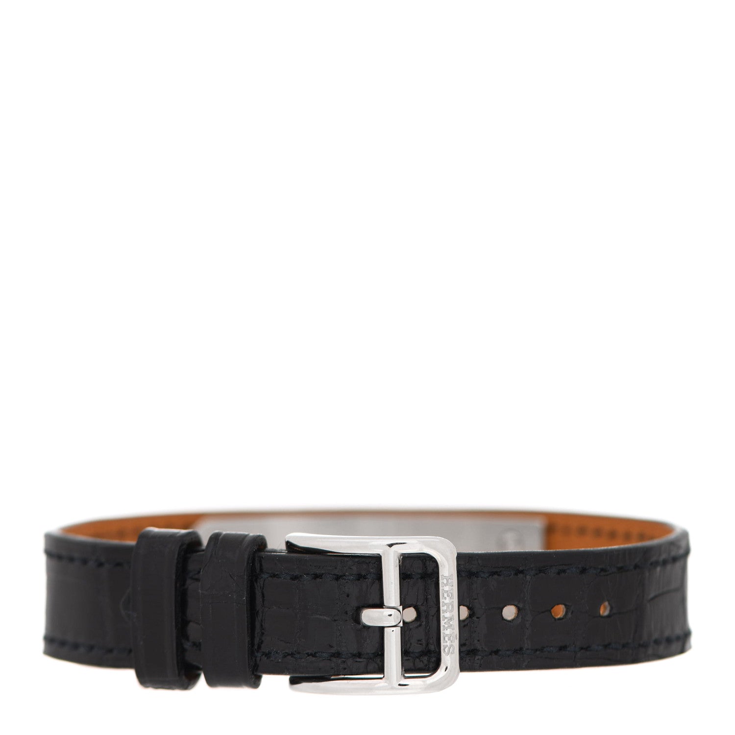 Hermes Stainless Steel Alligator Diamond Mother of Pearl 20mm Kelly Cadena Quartz Watch Noir 2 of 3