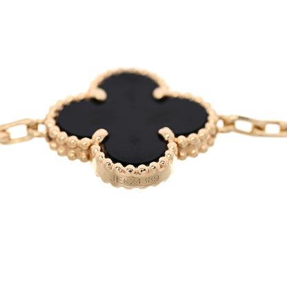 Van Cleef & Arpels 18K Yellow Gold Black Onyx 5 Motifs Vintage Alhambra Bracelet 4 of 5