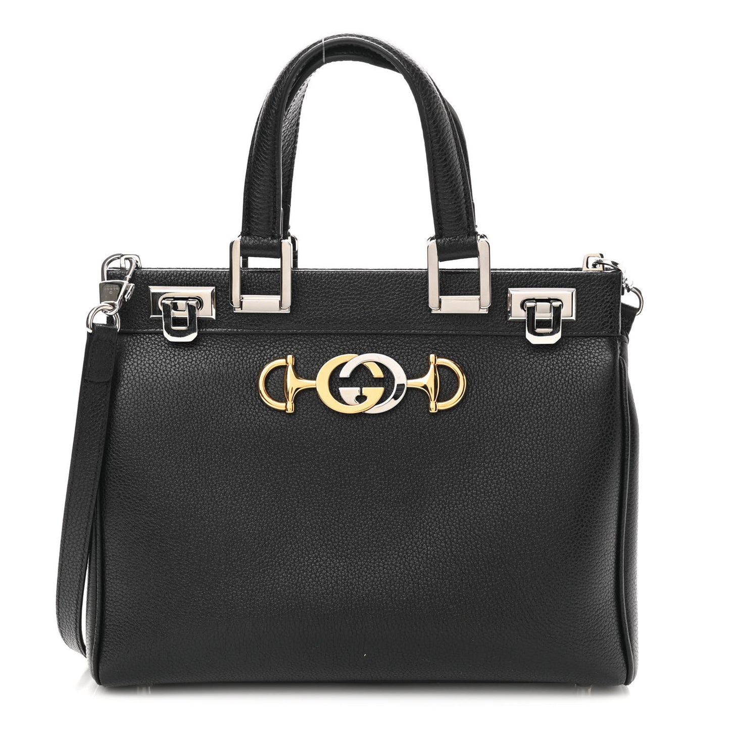 Grainy Calfskin Small Zumi Top Handle Bag Black