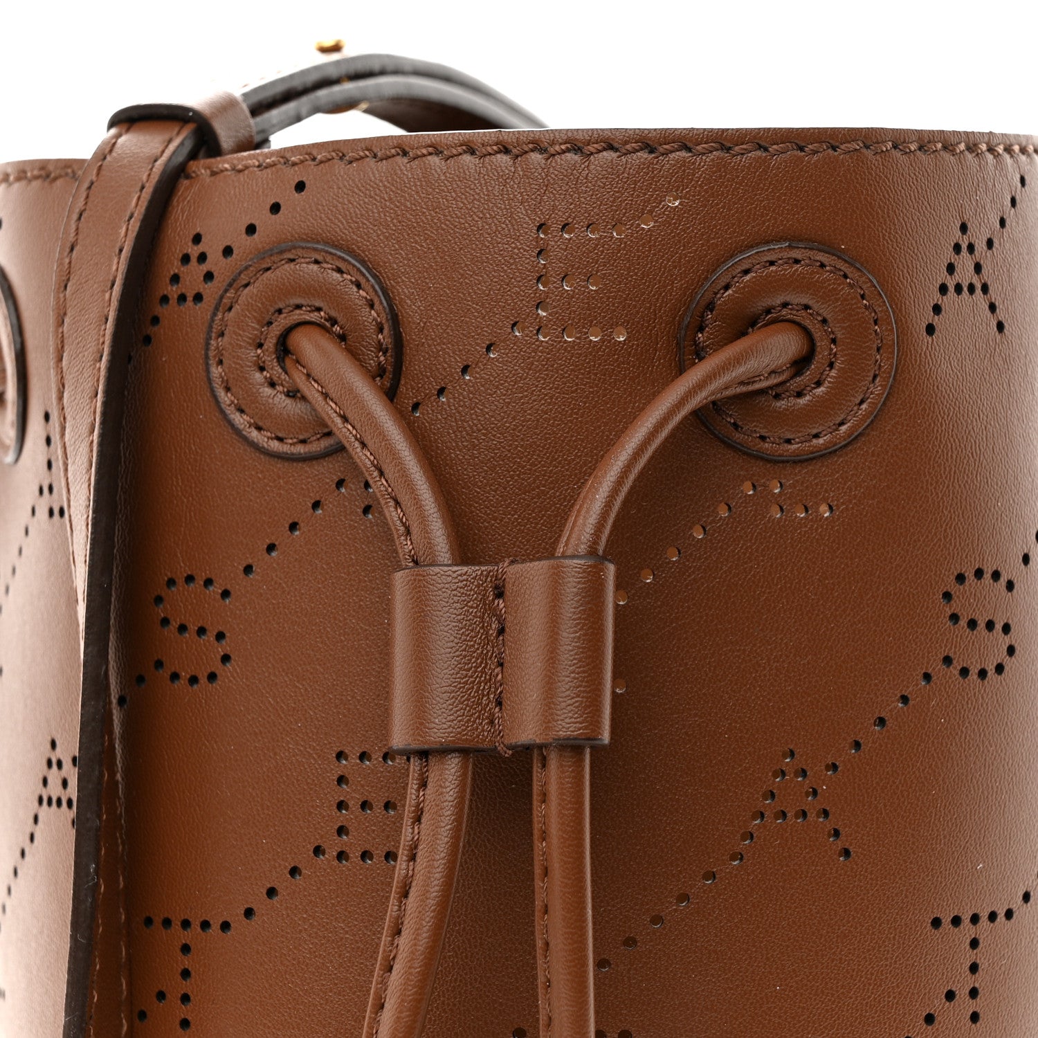 Stella McCartney Perforated Eco Alter Nappa Mini Bucket Bag Brown 8 of 13