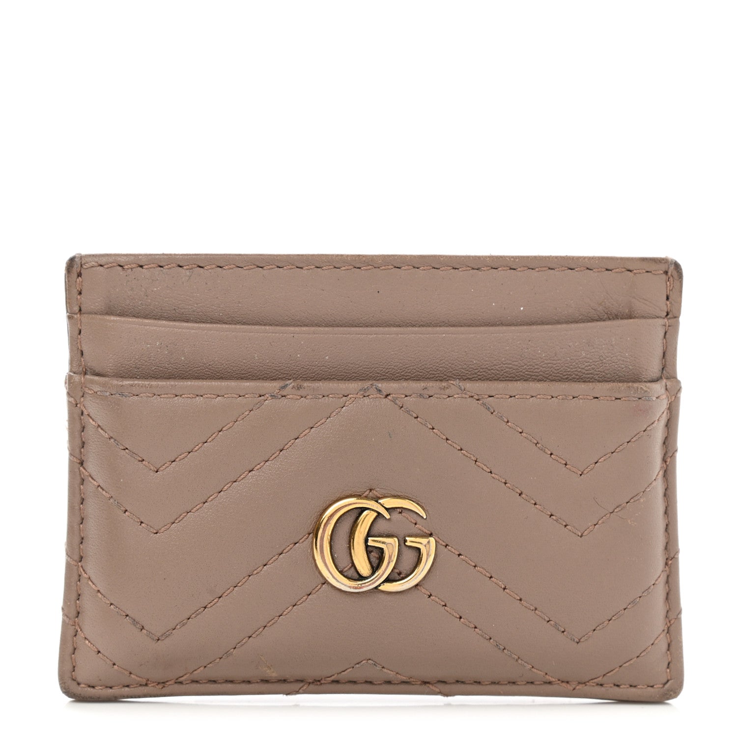 Gucci Calfskin Matelasse GG Marmont Card Holder Porcelain Rose 1 of 8