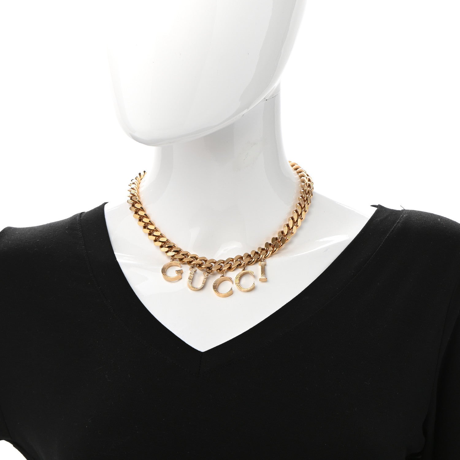 Gucci Metal Script Logo Interlocking Chain Necklace Gold 2 of 4