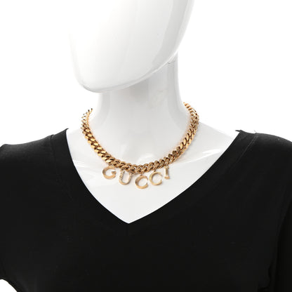 Gucci Metal Script Logo Interlocking Chain Necklace Gold 2 of 4