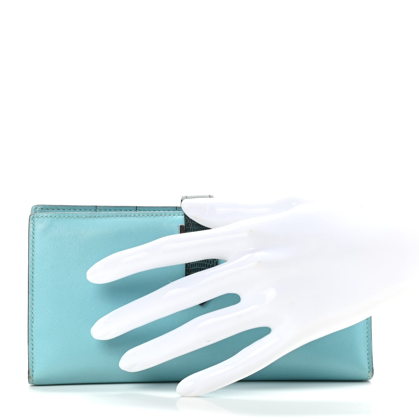 Tadelakt Lizard Bearn Gusset Wallet Bleu Atoll Bleu Petrole