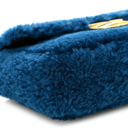Fendi Shearling Nappa Mini Be Baguette Shoulder Bag Blue Black 10 of 12