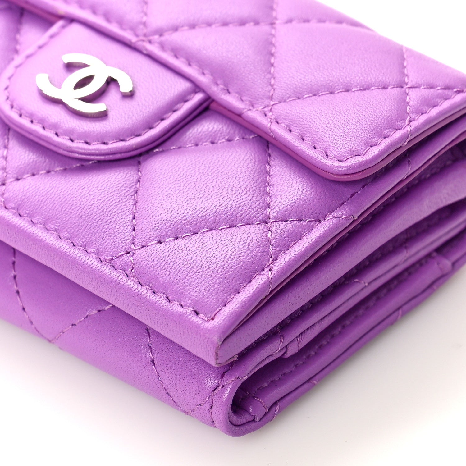 Chanel Lambskin Quilted Double Flap Wallet Purple 9 of 9