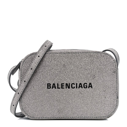 Balenciaga Glitter Calfskin Logo XS Everyday Camera Bag Silver 1 of 5