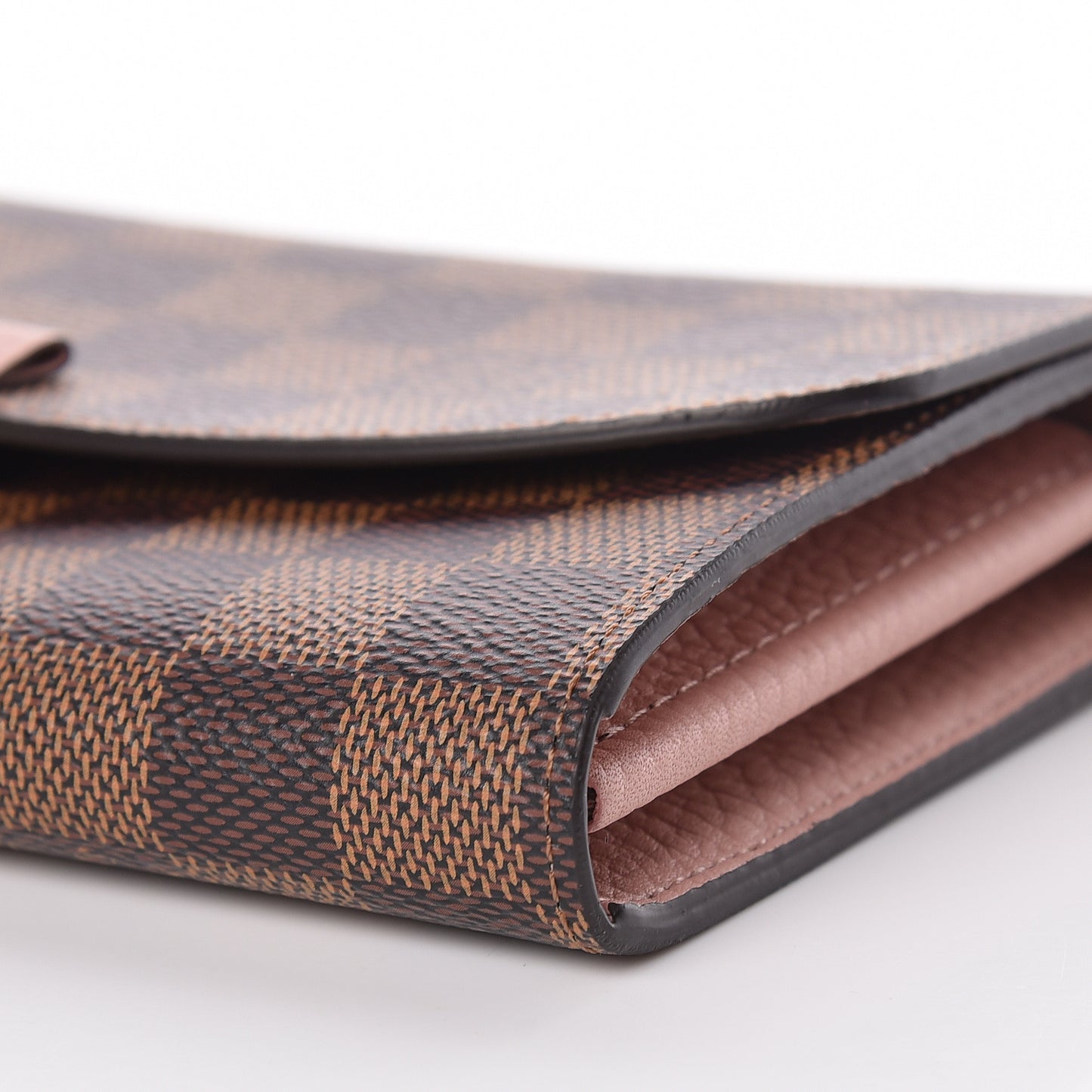 Damier Ebene Croisette Chain Wallet Rose Ballerine