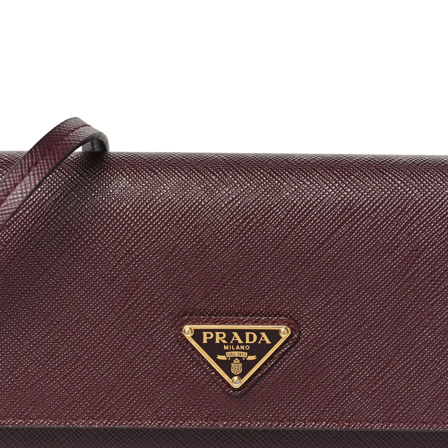 Saffiano Metal Triangle Logo Mini Bag Bordeaux